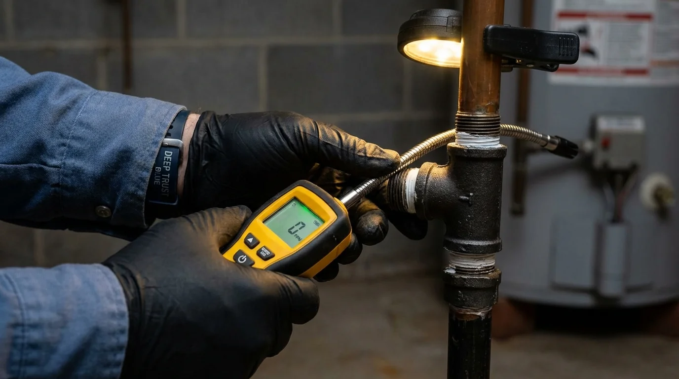 Gas leak detection with electronic sniffer by Johns Plumbing LLC in Lansing